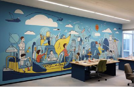 寻甸办公室墙绘的特点。